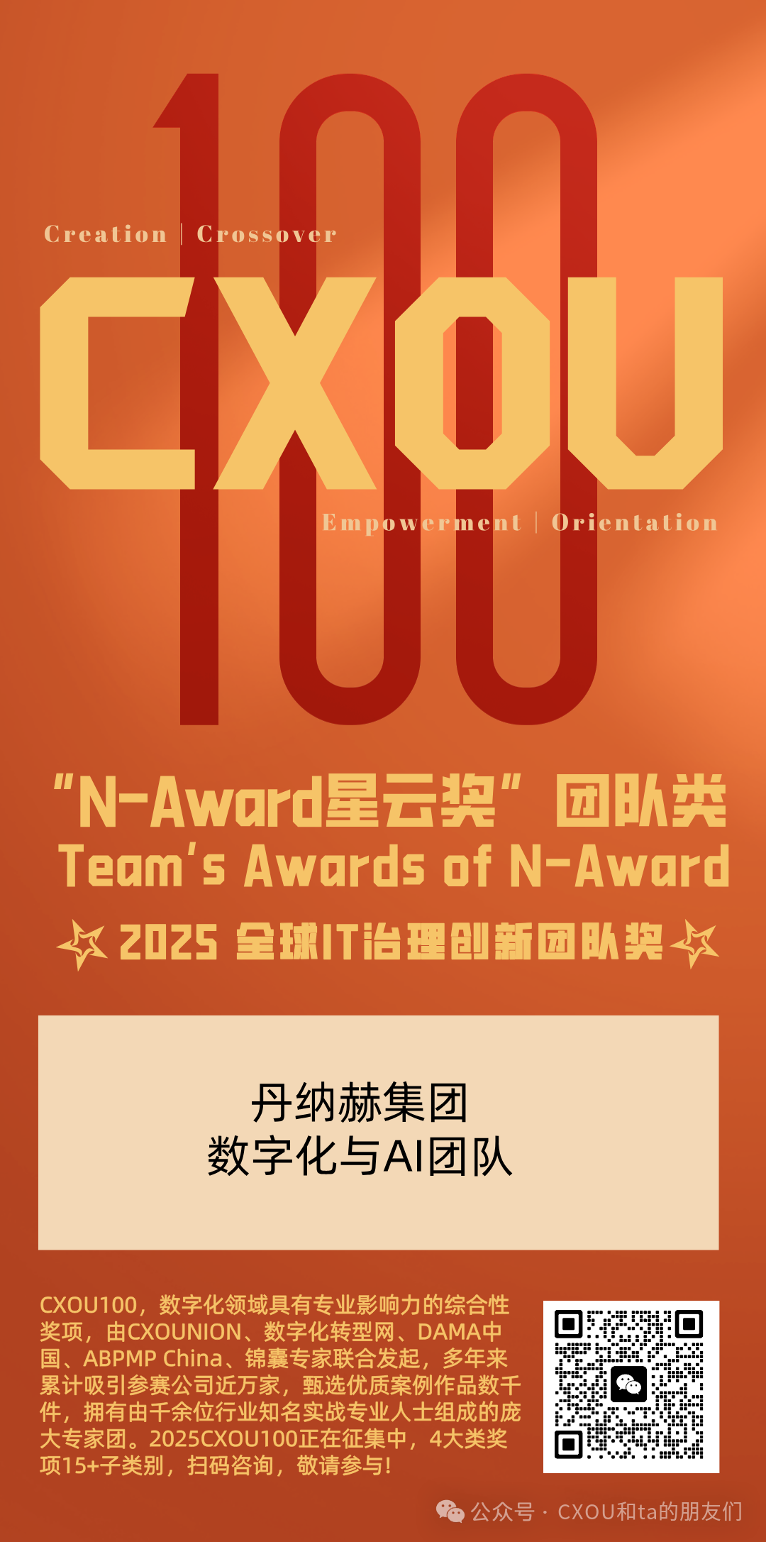 CXOU 100荣誉揭晓时刻|“N-Award星云奖”团队类：2025全球IT治理创新团队奖